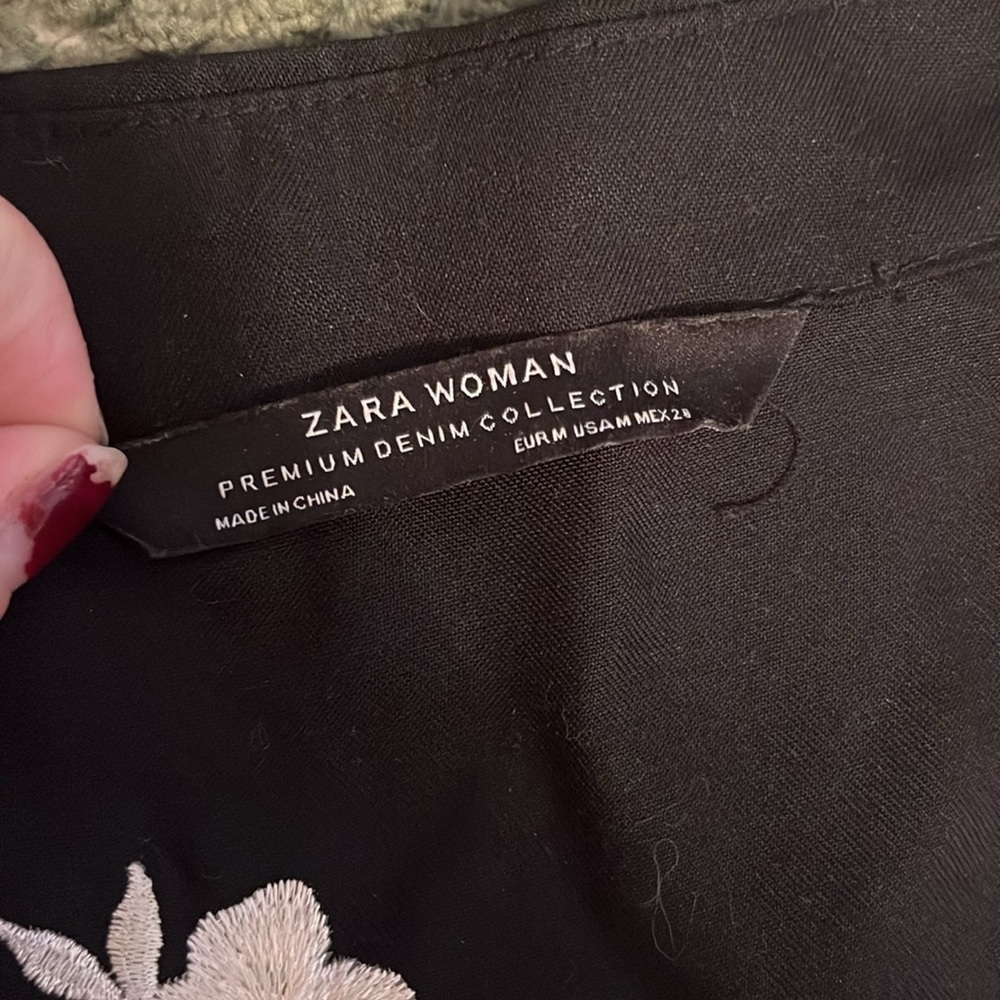 ZARA floral embroidered black jumpsuit - Picture 6 of 8